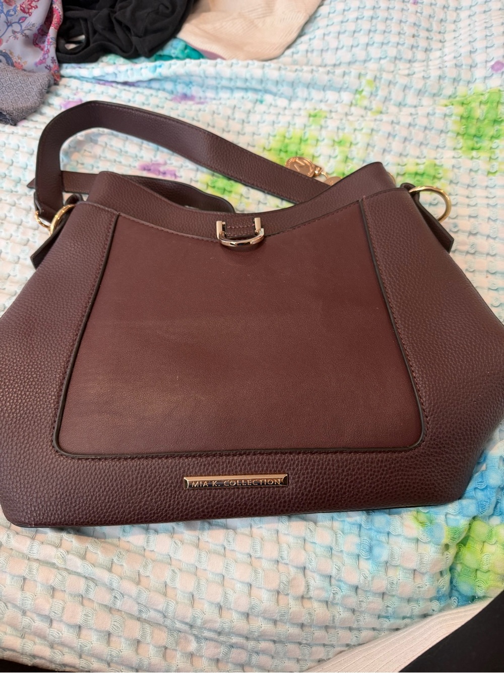 MIA K. Collection Women's Brown Leather Shoulder Bag